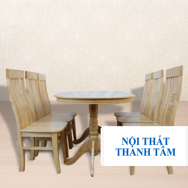 BÀN ĂN HOA VĂN OVAL GỖ SỒI 6 GHẾ